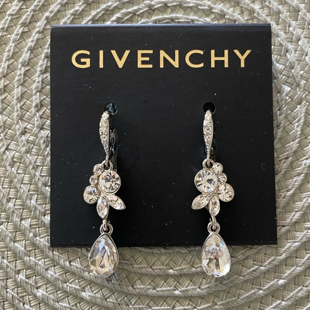 NWT Givenchy bridal/formal crystal pierced earrings with lever backs